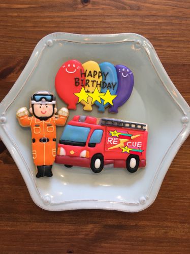 消防車と消防士さんのクッキー