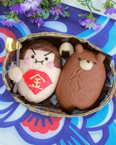金太郎とクマのチョコレートパン