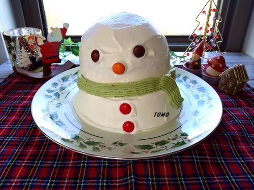 2021年我が家のクリスマス♪雪だるまケーキ